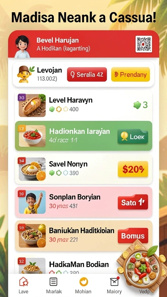 Menunjukkan salah satu level menantang yang harus diselesaikan.